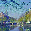 Rapenburg Leiden met Nonnenbrug en Academiegebouw in stijl Van Gogh van Slimme Kunst.nl