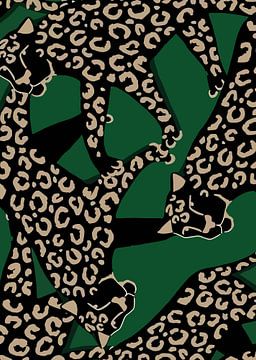 Emerald Leopard Shadows - Jungle Silhouette Pattern