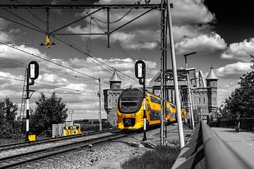 Trein bij Nijmegen colorsplash van Henk Kersten