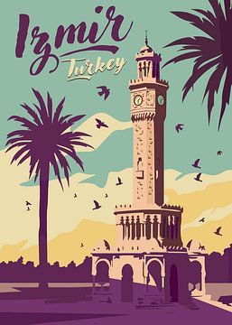Izmir Turkey Clock Tower and Palms by Art Kingdom