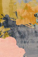 Skandinavische bunte abstrakte Kunst in Ocker, Blau, Rosa