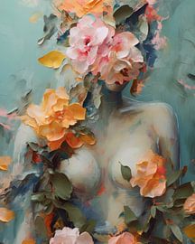 Modern abstract portrait in pastel colours by Carla Van Iersel