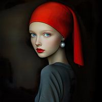 Version moderne de la jeune fille à la boucle d'oreille en perle