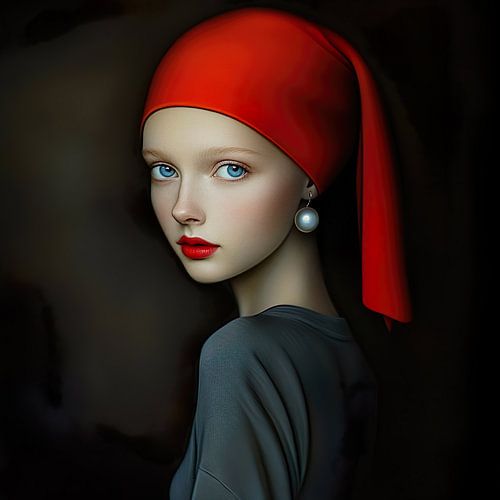 Moderne versie van het meisje met de parel