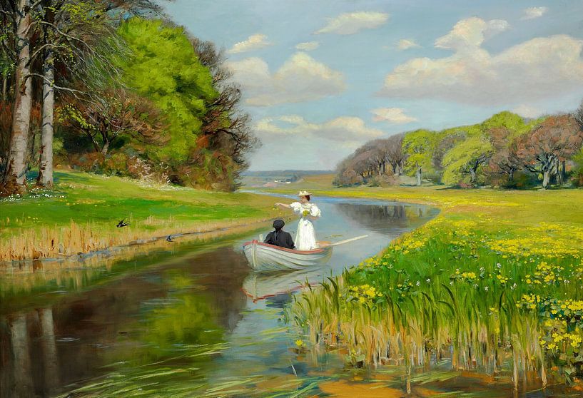 Le printemps : Un jeune couple dans une barque, Hans Andersen Brendekilde par Des maîtres magistraux
