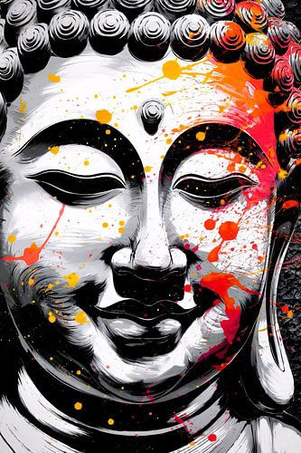 Visage de Bouddha en couleurs