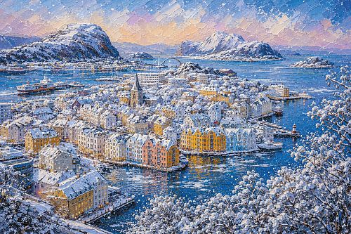 Ålesund in Noorwegen schilderij.