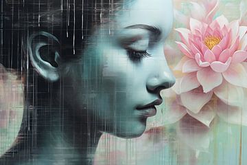 Femme avec une fleur de lotus sur PixelMint.