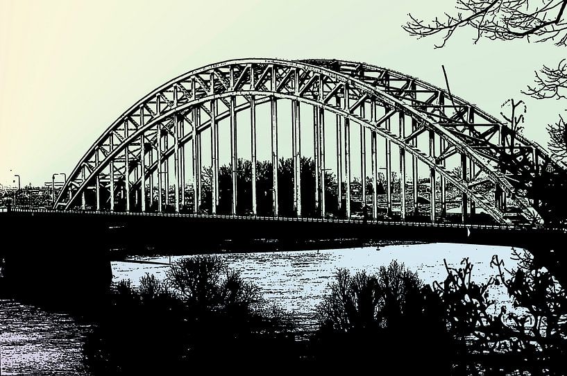 de waalbrug nijmegen pastel von Groothuizen Foto Art