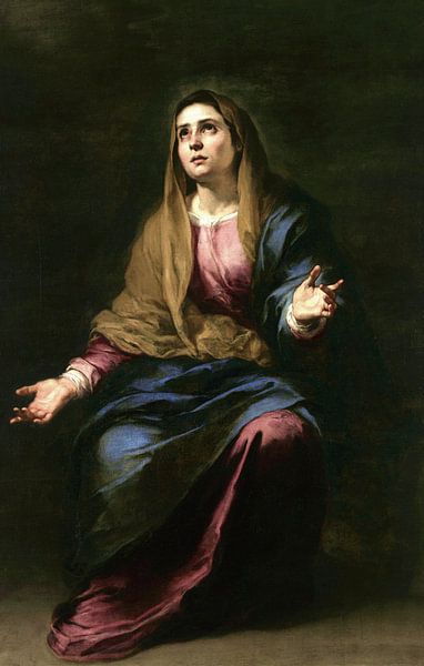 Bolome Esteban Murillo,De zielige moeder, 1670 van finemasterpiece