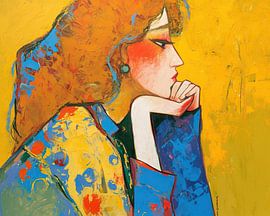 Femme avec arrière-plan et cheveux colorés sur La collection ARTEO