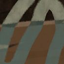 Moderne abstracte kunst. Vormen en lijnen in grijsblauw, terra, bruin van Dina Dankers thumbnail