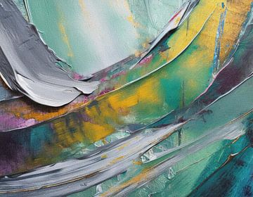 Zilveren Strijd: Krachtige Strokes in Abstractie van Gisela- Art for You