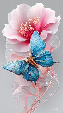 vlinder op bloem van Gelissen Artworks
