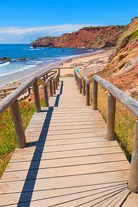 Holzsteg zum Badestrand Amado Beach Portugal