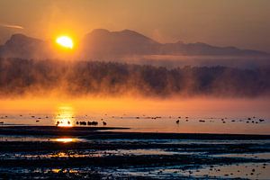 Lever de soleil sur le lac de Chiem