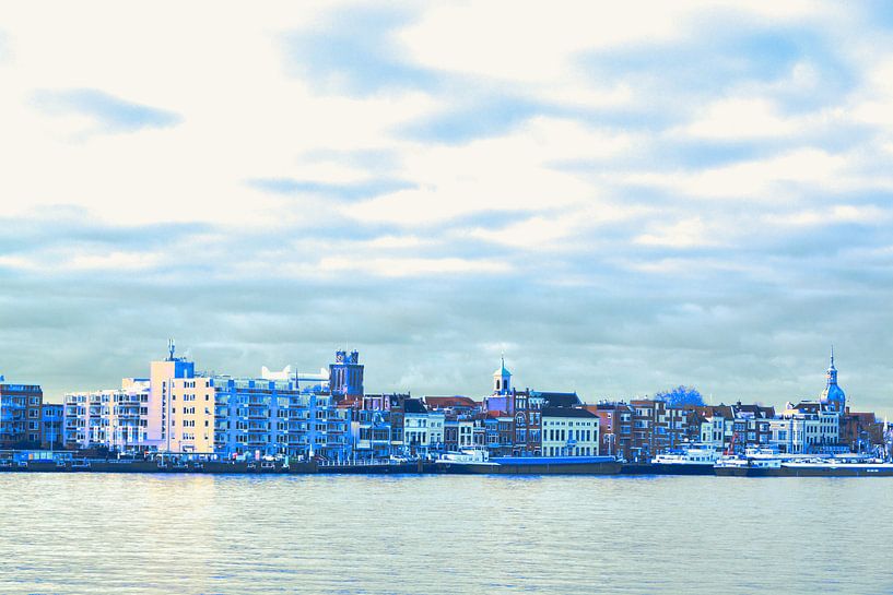 Dordrecht - skyline - in blauw tinten by Ineke Duijzer