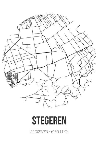 Stegeren (Overijssel) | Landkaart | Zwart-wit van Stad & Wand