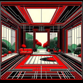 Ein rotes Zimmer Art Deco