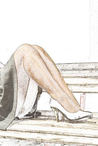 Les jambes, les nylons et les talons