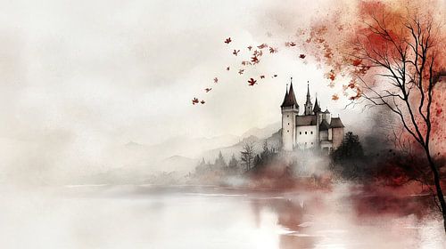 Château dans la brume d'automne