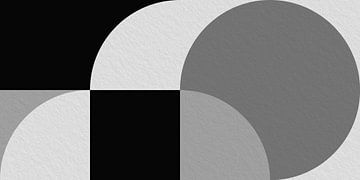 Abstrakte geometrische Komposition mit Kreisen und Quadraten 2 von Dina Dankers