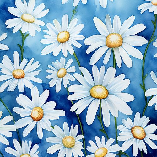 Bloemen op een blauwe achtergrond