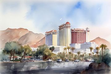 Watercolours Landscape Nevada Las Vegas by Uncoloredx12