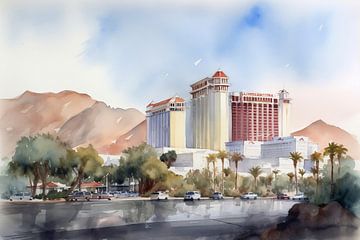 Aquarellen Landschap Nevada Las Vegas van Uncoloredx12