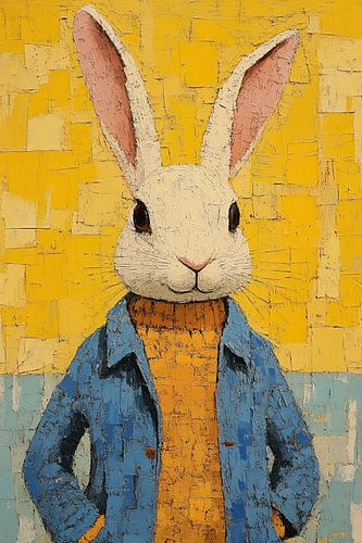 Lapin blanc | Lapin joyeux avec manteau