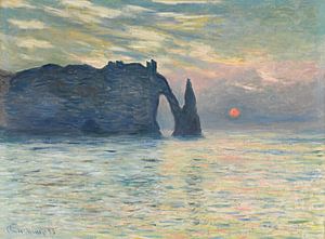 De klif, Étretat, zonsondergang Claude Monet