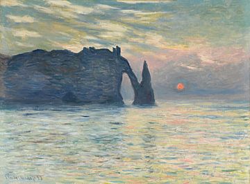 The Cliff, Étretat, Sunset Claude Monet