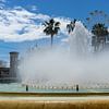 Bustling fountain in the centre of Malaga, Spain. by Monique van Helden