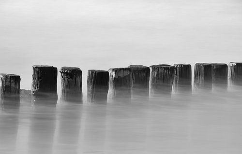 Breakwaters in black and white photography