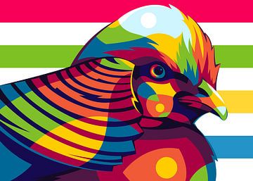 Gouden fazant Vogel in Pop Art Stijl van Lintang Wicaksono