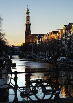 Westertoren tijdens zonsondergang