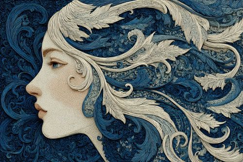 Femme avec des feuilles