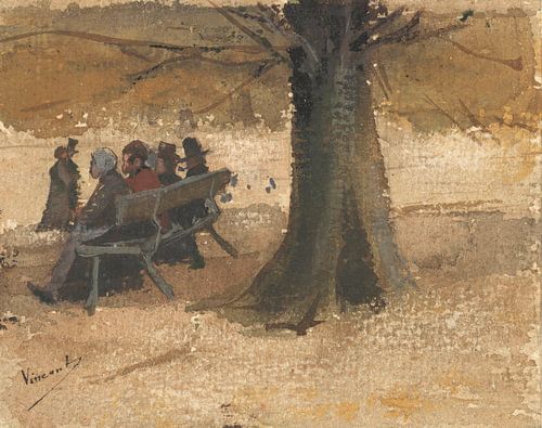 Vier personen op een bank, Vincent van Gogh