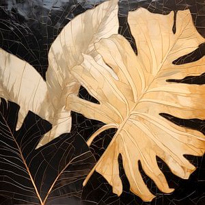 feuilles d'or sur noir
