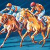 Illustratie van twee jockey's tijdens een paardenrace van Galerie Ringoot