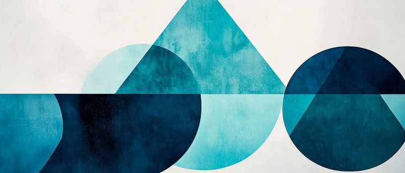 Geometric harmony in turquoise and blue by Poster Art Shop