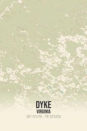 Alte Karte von Dyke (Virginia), USA. von Ortsdrucke