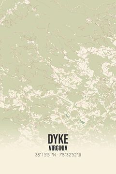 Vintage landkaart van Dyke (Virginia), USA. van Rezona