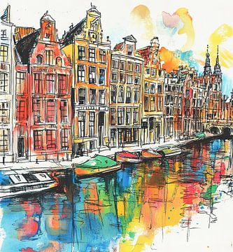 Schilderij Amsterdam modern van Abstract Schilderij
