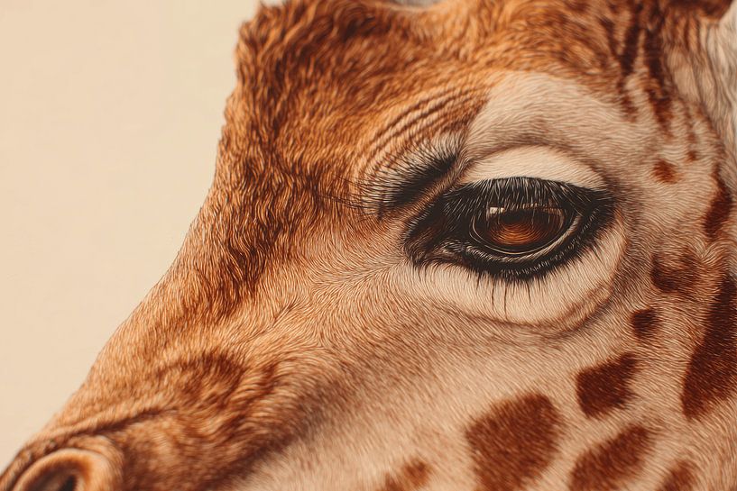 Giraffe Soft Gaze in Warm Detail Portrait by Eva Lee