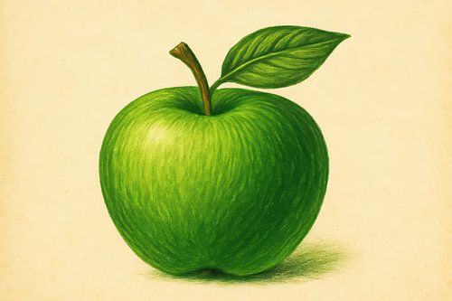 Heldere groene appel en blad
