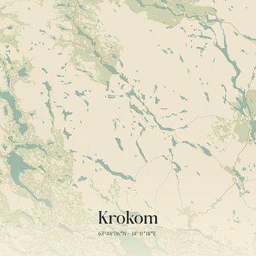 Vintage landkaart van Krokom, Sweden. van MijnStadsPoster