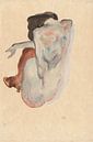 Hurkend naakt in schoenen en zwarte kousen, achteraanzicht, Egon Schiele van Meesterlijcke Meesters thumbnail