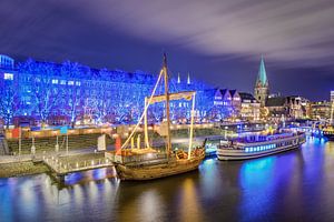 Kerstverlichting in Bremen, Duitsland van Michael Abid