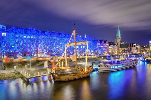 Kerstverlichting in Bremen, Duitsland